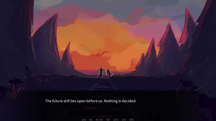 A snowy visual novel scene from Dawn Chorus