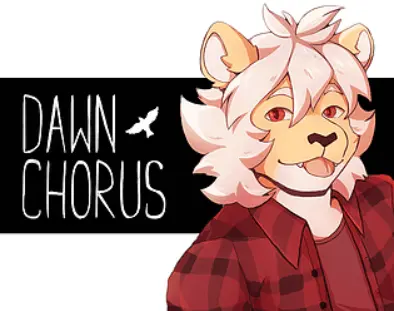 Dawn Chorus visual novel title artwork with a snowy romantic atmosphere