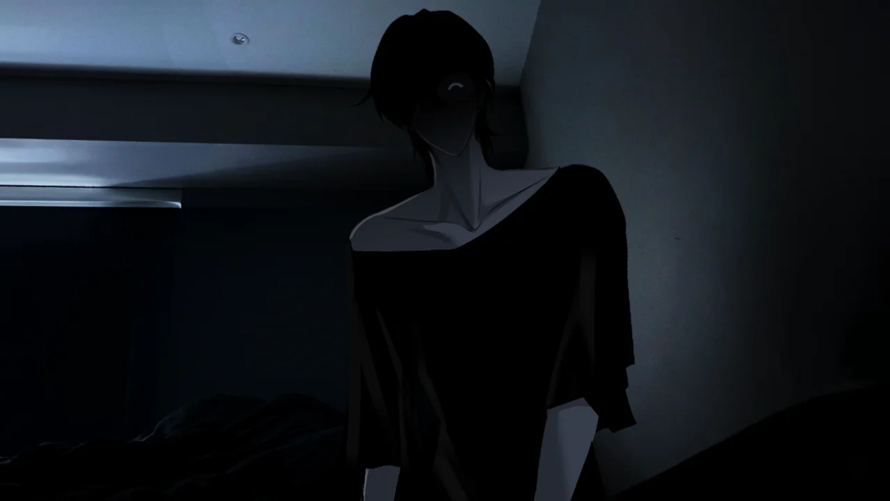 A shadowed visual novel scene from SURVIVE MIN